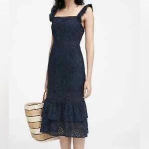Banana Republic Navy Eyelet Midi Dress Sz 8